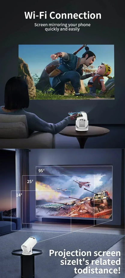 New  Mini HY300  Projector 4K Android 11  Wifi6 290ANSI Allwinner H713 BT5.0 1080P 1280*720P Cinema Outdoor Portable Projetors