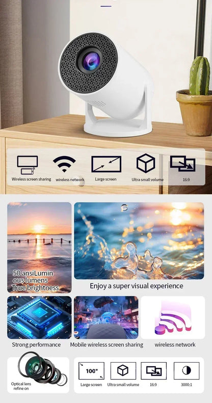 New  Mini HY300  Projector 4K Android 11  Wifi6 290ANSI Allwinner H713 BT5.0 1080P 1280*720P Cinema Outdoor Portable Projetors