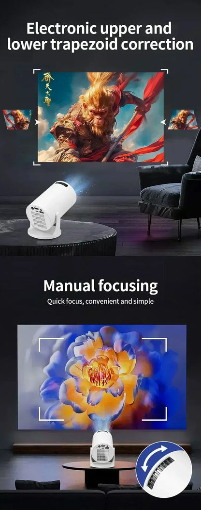 New  Mini HY300  Projector 4K Android 11  Wifi6 290ANSI Allwinner H713 BT5.0 1080P 1280*720P Cinema Outdoor Portable Projetors