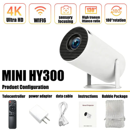 New  Mini HY300  Projector 4K Android 11  Wifi6 290ANSI Allwinner H713 BT5.0 1080P 1280*720P Cinema Outdoor Portable Projetors